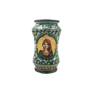 vaso forma albarello in ceramica siciliana di Caltagirone